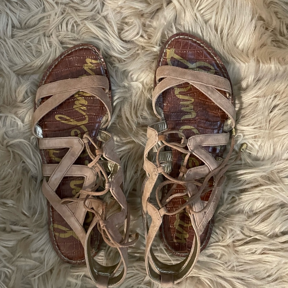 Sam Edelman Tan Leather Lace-up Gemma Sandals - Picture 2 of 9